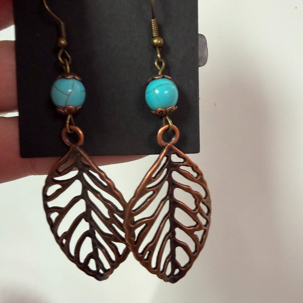 Copper Leaf Earrings